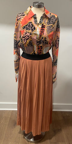 Orange pleaded Skirt