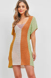CROCHET EYELET KNIT DRESS