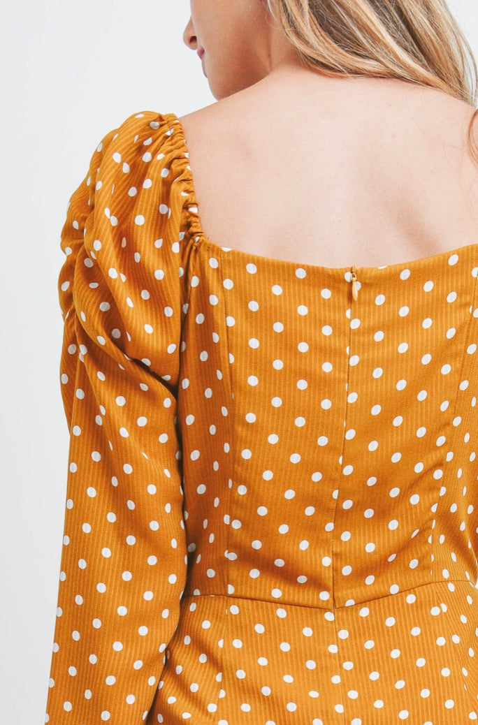 mustard yellow polka dot dress MUSTARD POLKA DOTS DRESS – YAFIA'S BOUTIQUE