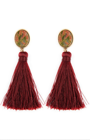 Dark Burgundy Tassel Earring