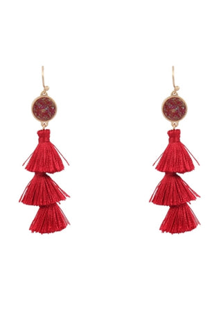 Burgundy Tassel Earrings