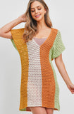 CROCHET EYELET KNIT DRESS